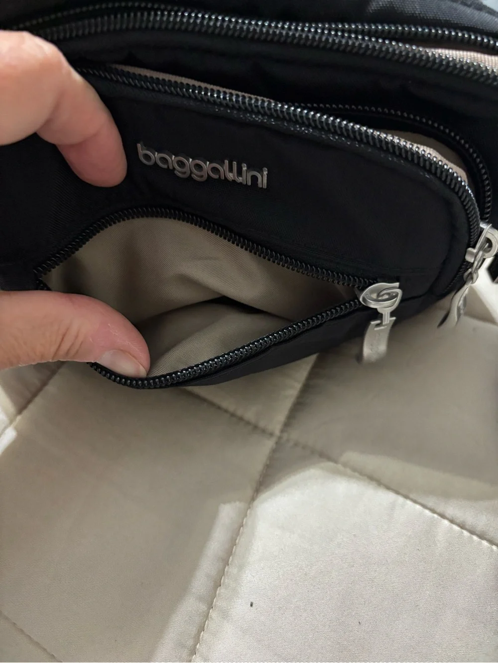 Baggallini Black Nylon Crossbody Organizer with Removable Strap